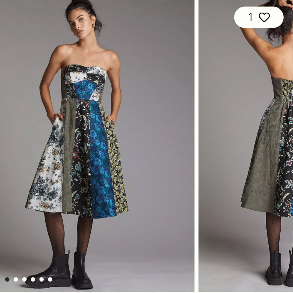 new $400 anthropologie jacquard mixed stitch bustier sweetheart dress 4